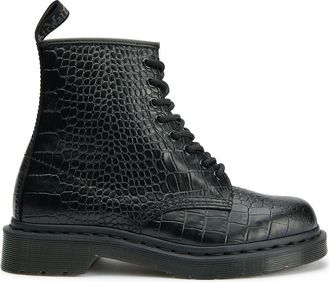Dr. Martens Womens Dr 1460 Croco Boots - Black Leather - Size UK 6