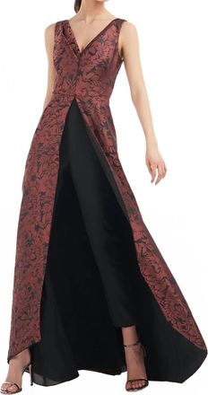 Kay Unger Agnes Walk Thru Jumpsuit In Deep Berry