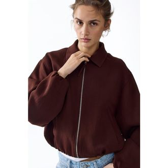 H&M Oversized bubble-hem jacket in Dark Rust Brown at Nordstrom, Size Xx-Small