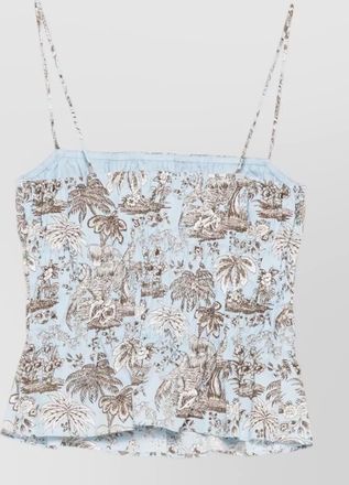 Staud printed shirred tank top