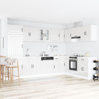 Berkfield Home Kitchen Cabinet Lucca with Double Basins High Gloss White Engineered wood