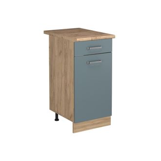 Vicco Mueble Bajo De Cocina R-line, Gris Azulado/roble Dorado, 40 Cm Encimera Roble Dorado, Vicco