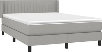 vidaXL Vidaxl - Cama Box Spring Con Colch&oacute;n Tela Gris Claro 140x190 Cm