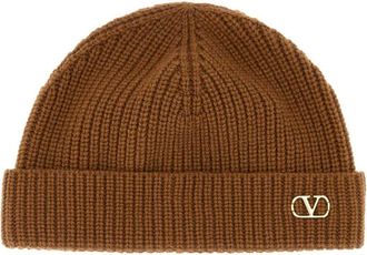 Valentino Garavani Light Brown Knitted Beanie Cap