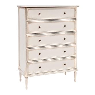 Ballard Designs Casa Florentina Emile 5-Drawer Tall Dresser - Distressed Off White - Ballard Designs