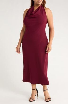 Renee C Draped Halter Neck Maxi Dress in Burgundy at Nordstrom Rack, Size 2X