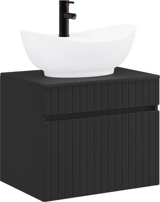 vidaXL Juego De Muebles De Ba&ntilde;o Negro Madera De Ingenier&iacute;a Vidaxl