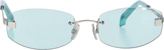 Acne Studios Rimless Sunglasses in Turquoise Metal