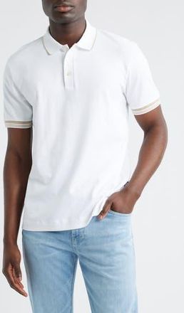 BOSS Parlay Tipped Cotton Polo in White at Nordstrom Rack, Size X-Large