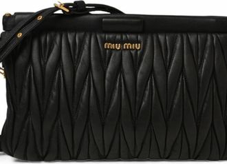 Miu Miu Black Leather Clutch Bag Pochette Pouch Shoulder Bag (Pre-Owned)
