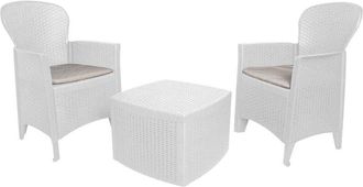 Dmora Set De Sal&oacute;n Para Exterior Anny, Conjunto De Exterior 2 Plazas, Hecho En Italia, Blanco
