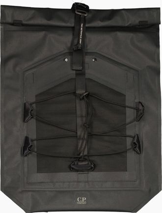 C.P. Company Mens Metropolis Rubber Reps Rolled Backpack - Black - Size: UNI
