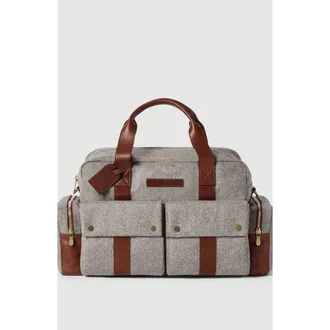 Brunello Cucinelli Virgin wool, alpaca and cashmere flannel leisure bag with grained calfskin inserts in Medium Grey at Nordstrom