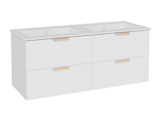 Vente-Unique Mueble lavabo suspendido con lavabo encastrado - Blanco - An. 120 cm AVORELI