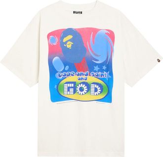Saint Mxxxxxx Saint Mxxxxxx Bape God Printed Cotton T-shirt - White - Xxl