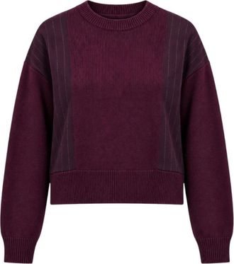Nenette Maglia Boxy met krijtstreeppatroon inzet - Dames - Ronde hals truien - Paars - XS - Wol - Truien & Vesten