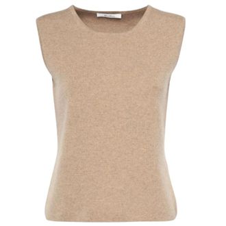 Max Mara Sleeveless Tops, female, Brown, Size: S Brown Wool Cashmere Sleeveless Top