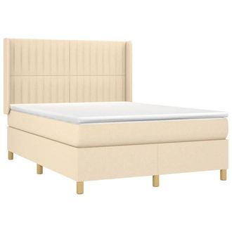 vidaXL Vidaxl - Cama Box Spring Colch&oacute;n Y Luces Led Tela Crema 140x190 Cm