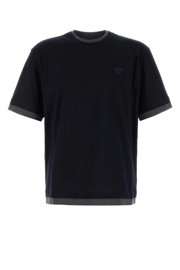 Tシャツ・カットソー PRADA Midnight blue cotton t-shirt (UJN912SWMO11CD F095J) Navy Cotton T-shirt | PRADA