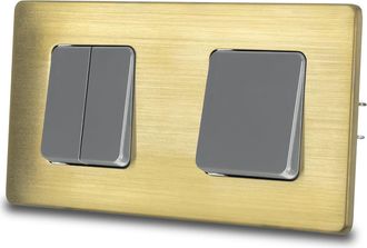 OEM Interruptor De Luz Para Escaleras Triple Gris, Acero Cepillado, Lat&oacute;n Pvd