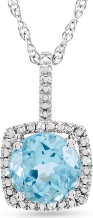 Allurez Lab Grown & Natural Diamond Pendant Necklace in Sterling Silver in Blue Topaz at Nordstrom, Size 18
