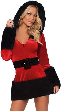 Generic Christmas Outfits for Women Sexy Santa Babydoll Underwear Female Secret Santa Gifts Chemises & Negligees Sexy Mrs Claus Costume Women Naughty Sexy Lin