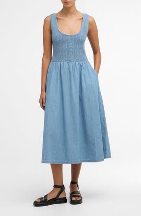 Barbour Josie Sleeveless Chambray Midi Dress at Nordstrom, Size 10 Us