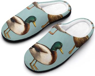 Generic Mallard Ducks Slippers Men Winter Warm Cotton Anti-Slip Indoor Slip-Ons House Shoes