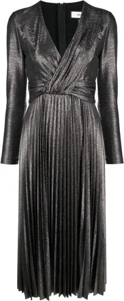 Nissa pleated lam&eacute;-effect midi dress - women - Polyester - 36 - Silver