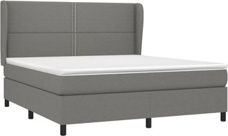 vidaXL Cama Box Spring Con Colch&oacute;n Tela Gris Oscuro 160x200 Cm Vidaxl