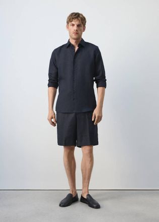 Mango Camicia regular-fit misto lyocell lino blu marino scuro - Uomo - XXL - MANGO MAN