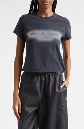 Alexander Wang Embossed Logo Shrunken Graphic T-Shirt in Washed Black at Nordstrom, Size X-Large