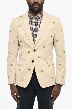 Dsquared2 Blazer 2 in Cotone Twill Ricamata con Tasche ad Aletta Dsquared2