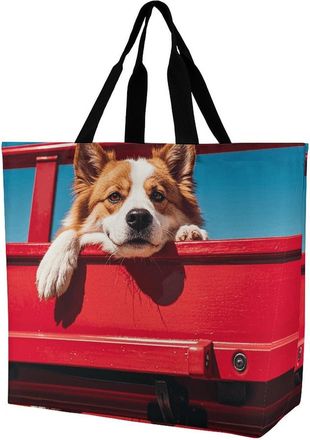 Generic Red Truck Tote Bag Large Capacity Handbag Handle Shoulder Bags For Casual Picnic Daily Use