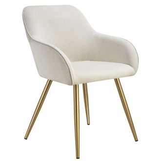TecTake Silla de comedor con dise&ntilde;o de pana 58 x 62 x 82 cm crema/oro