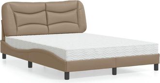 vidaXL Vidaxl - Cama Con Colch&oacute;n Cuero Sint&eacute;tico Capuchino 140x200 Cm