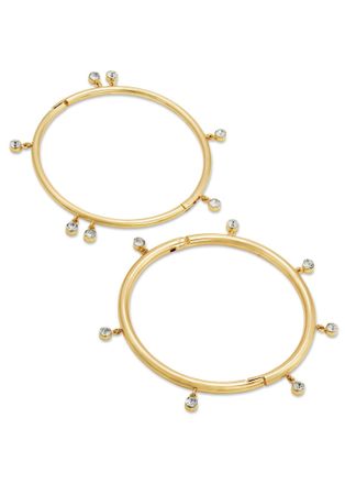 Savvy Cie Jewels SET OF 2 BANGLES WITH WHITE ROUND CZ FRINGE