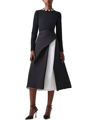Carolina Herrera Silk Crewneck Midi Dress