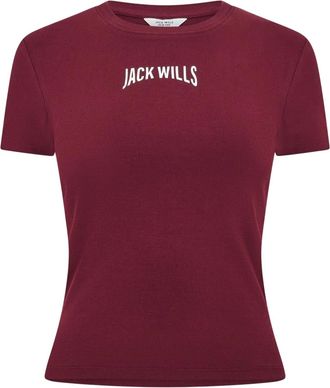 Jack Wills Dames T-shirt met smalle pasvorm (Wijn)