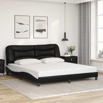 vidaXL Bed Frame without Mattress Black and White 180x200 cm Super King Faux Leather vidaXL