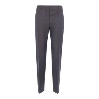 Versace Pantalones de Lana de Corte Sastre - Trousers - Mujer - Marr&oacute;n - S