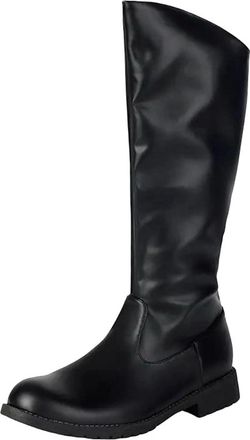 Generic Mens Vintage Riding Boots Round Toe Med Thick Heel Zipper Closure Retro Equestrian Style Daily Wear Tall Boots