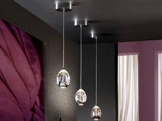 Netlighting Roc Crystal Pendant Chrome Bubble in Grey