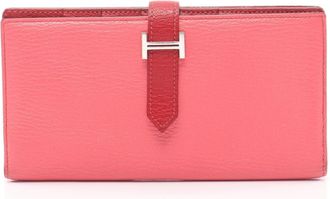 Herm&egrave;s Pink Red Color Rouge Casaque Chevre Leather Leather Long Wallet (Bi-Fold) (Pre-Owned)
