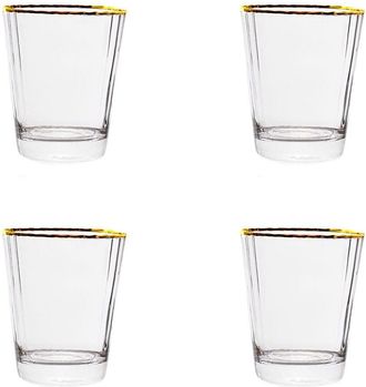 10 Strawberry Street Set Of 4 Grace Gold Rim Glassware: Double Old Fashioned