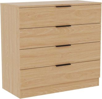 Home Discount Trega 4 Drawer Chest of Drawers Stylish Bedroom Storage Unit, H 74 x W 66 x D 36 cm, Pine