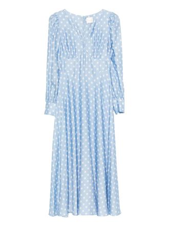 Poss&eacute; Tillie polka-dot V-neck maxi dress - Blu
