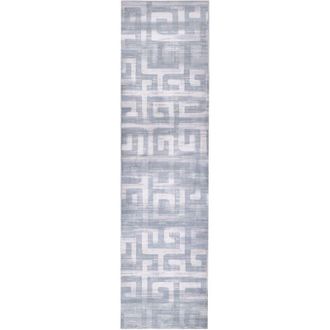 Beliani Runner Rug Grey Fabric 80 x 300 cm Modern Geometric Pattern Hallway For Underfloor Heating Anti-Slip Bottom BEYDAG