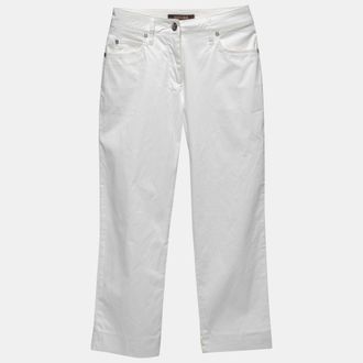 Roberto Cavalli White Cotton Capri Pants