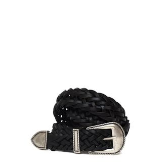 Dondup Braided Leather Silver Buckle Belt